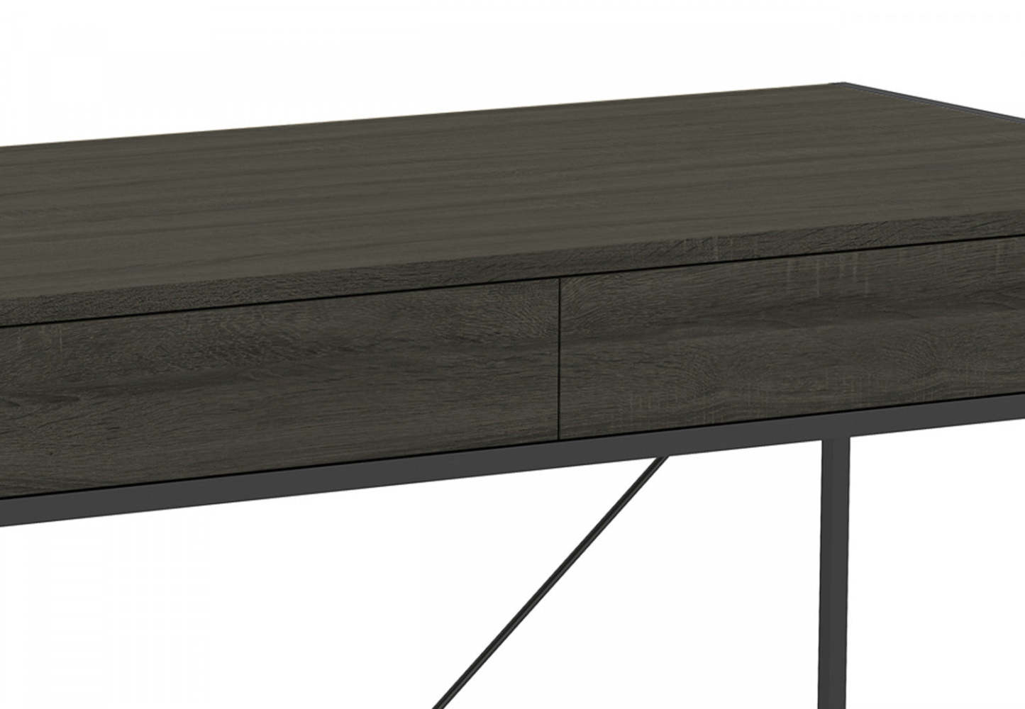 Bureau d'ordinateur de 49 po avec 2 tiroirs - bois gris avec métal noir