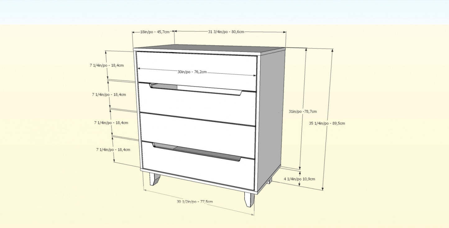 Commode à 4 tiroirs Nordika - Blanc | Commode verticale Nordika à 4 tiroirs - blanche | D08H9PLQ