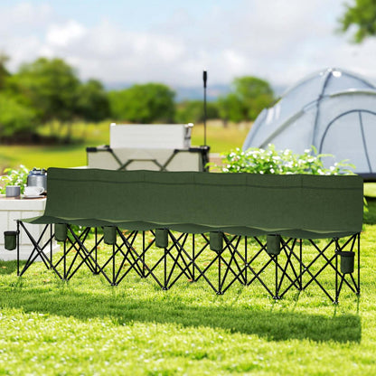 Chaise de camping pliante 6 places Outsunny avec porte-gobelet pour le camping, vert foncé