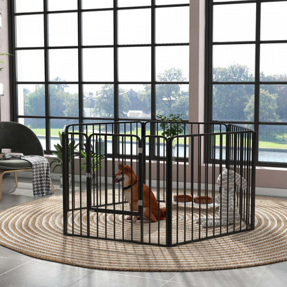 Pawhut Heavy Duty Dog Playpen, Steel Dog Pen With Door, Pet Exercise Fence, Outdoor Indoor Diy Desig|Pawhut Parc Pour Chien, 6 Panneaux De 31.5 De Hauteur En Acier, Parc D'exercice Pour Chiots, Design