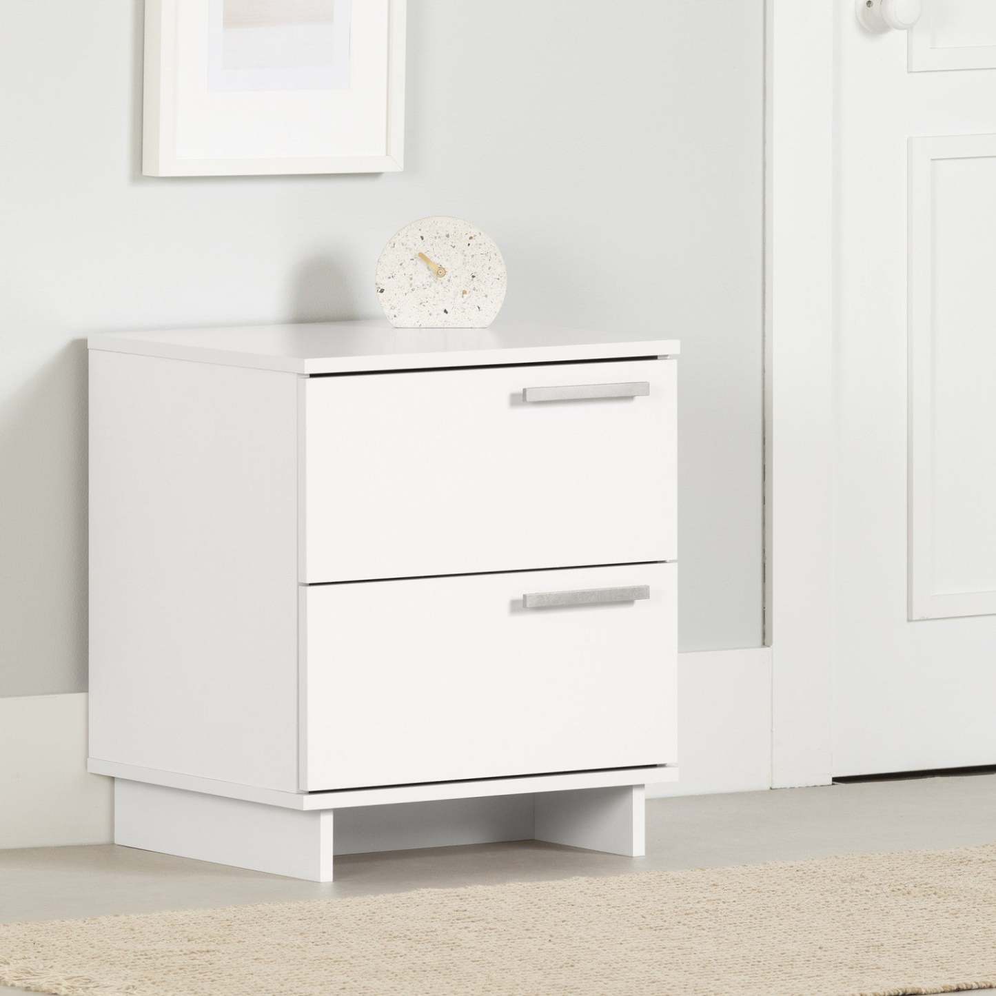 Cavalleri Nightstand with 2 Drawers - Pure White|Table de nuit Cavalleri à 2 tiroirs - blanc solide