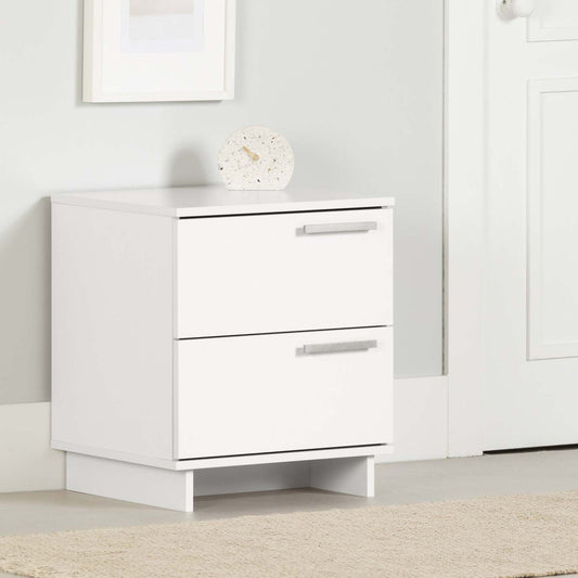 Cavalleri Nightstand with 2 Drawers - Pure White|Table de nuit Cavalleri à 2 tiroirs - blanc solide