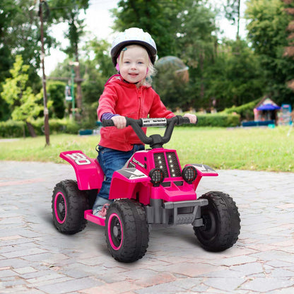 Qaba Quad 6 V Pour Enfants, 4 Roues Alimentées Par Batterie, Voiture Electrique Avec Phares Led, Ava