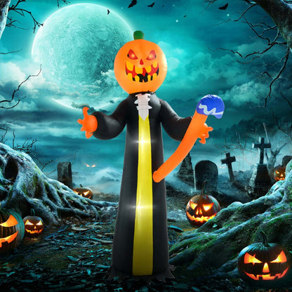 Homcom 10ft Halloween Gonflable Pumpkin Ghost With Hammer, LED Display|Homcom Gonflable Fantôme De Citrouille D'Halloween Avec Marteau LED 10 Pi