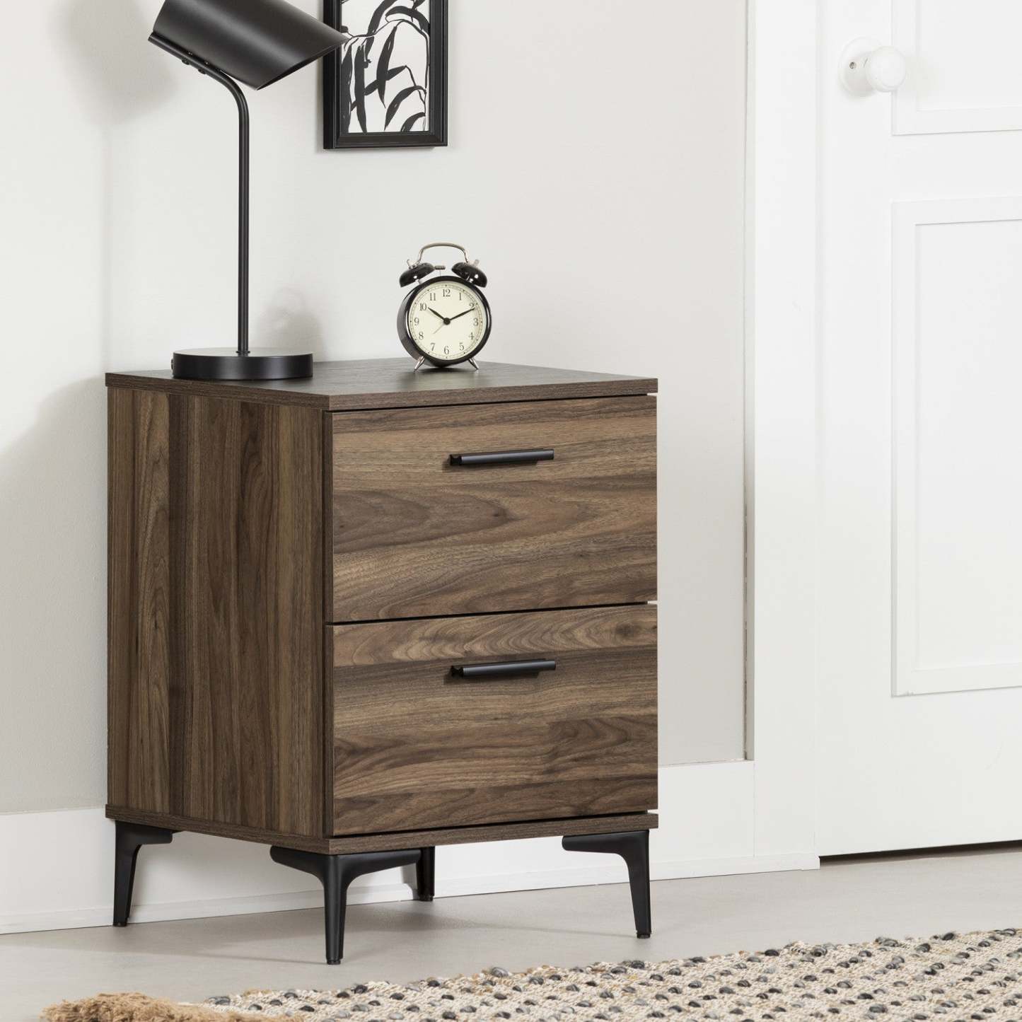 Musano 2-Drawer Nightstand - Natural Walnut|Table de nuit Musano à 2 tiroirs - noyer naturel