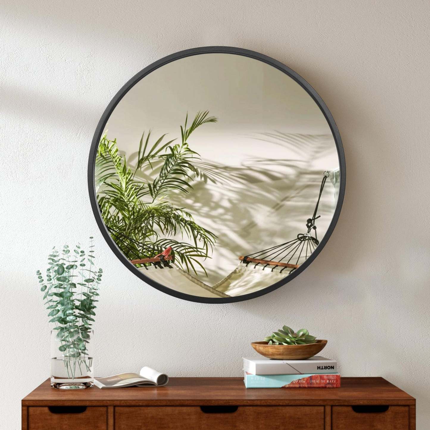 Arcus 24 X 24 Hand Crafted Round Mirror - Noir|Miroir rond Arcus 24 po x 24 po fabriqué à la main - noir