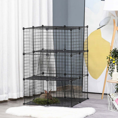 Pawhut Parc Pour Animaux Domestiques Enclos Modulaire 3 Niveaux Pour Lapins Chinchillas Avec Connexi