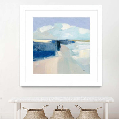 Œuvre d'art murale encadrée blanche et mate « Sand And Sky » 30 x 30