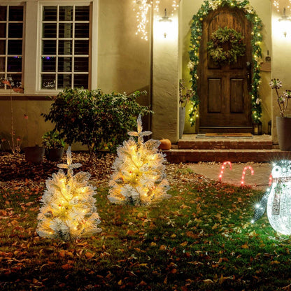 Homcom 2 Sapins De Noël De 2pi Artificiels Pré-éclairés, 60 Lumières Led