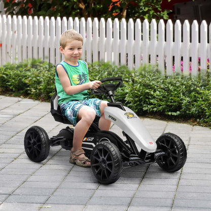 Aosom Kart à Pédales Pour Enfants, Voiture à Pédales Avec Essieu Pivotant, Siège réglable, Frein à Main