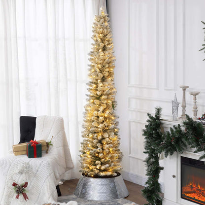 Homcom Arbre De Noël Artificiel Floconné De 7 Pieds Enneigé De 7 Pieds Avec Lumières|Homcom Arbre De Noël Artificiel Floconné Enneigé De 7 Pieds Avec Lumières