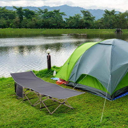 Lit de camping pliant Outsunny, lit de sommeil portable pour les voyages, gris