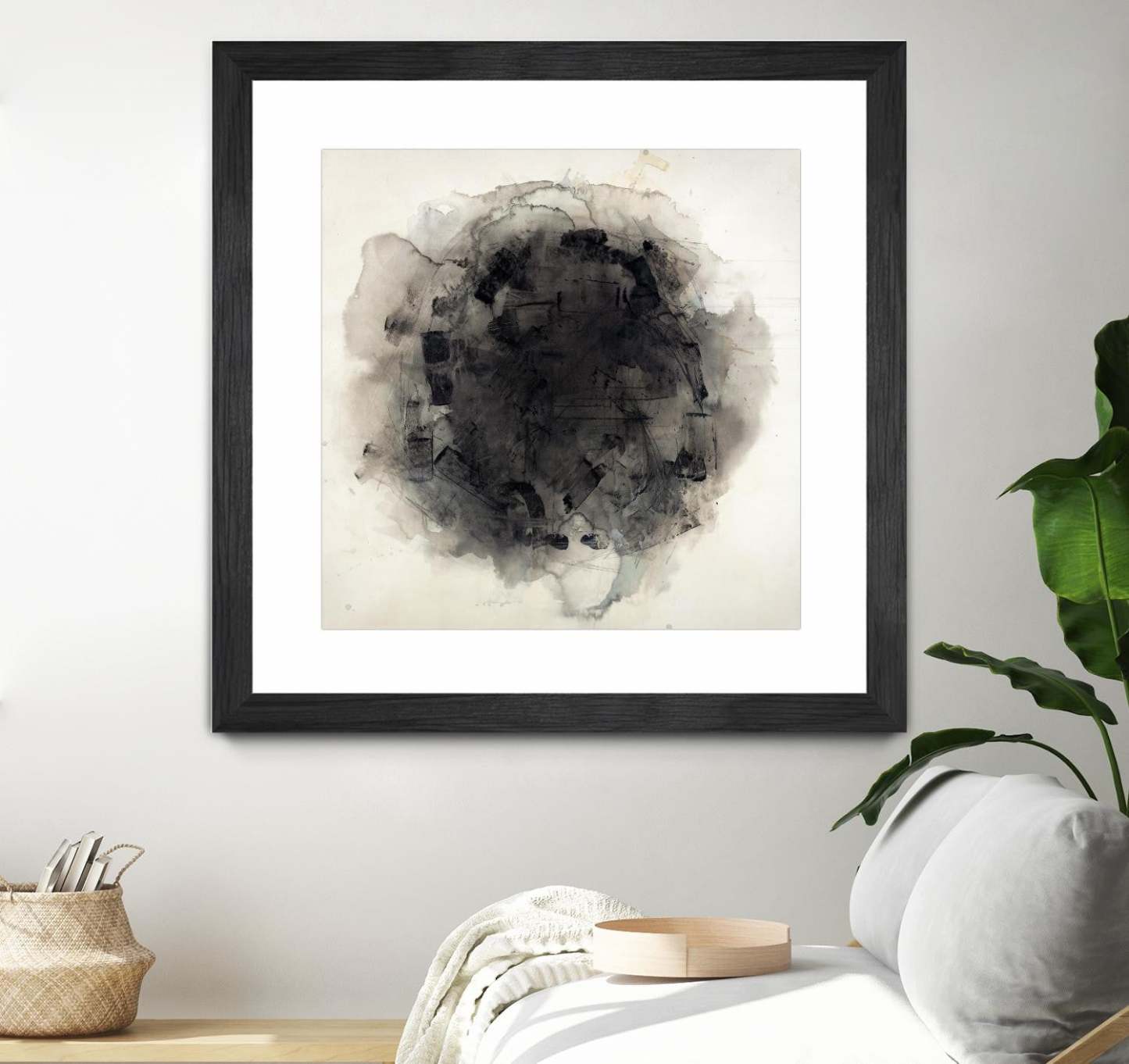 Positives And Negatives I Matted and Framed Black 36x36 Wall Art|Œuvre d’art murale encadrée noire et mate « Positives And Negatives I » 36 x 36