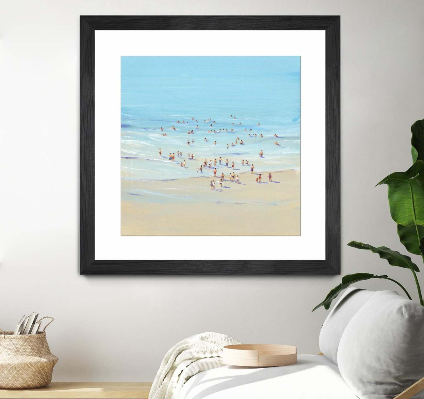 Beach Day I Matted and Framed Black 36x36 Wall Art|Œuvre d’art murale encadrée noire et mate « Beach Day I » 36 x 36