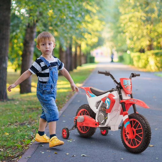 Aosom Moto Electrique Enfants A Batterie Avec Charge De Batterie 12 V, Roues D'entrainement Rouge