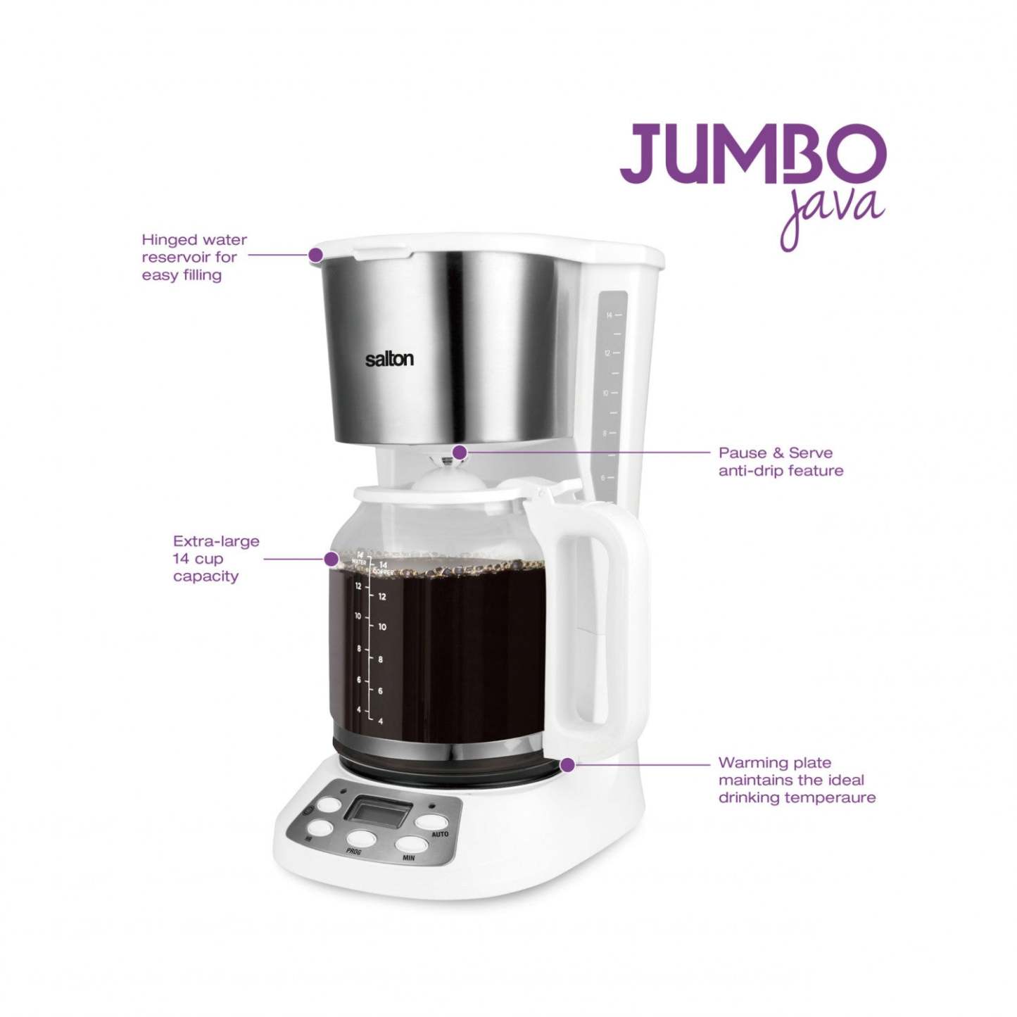 Cafetière Salton Jumbo Java - FC1667WH|Cafetière Jumbo Java de Salton - FC1667WH