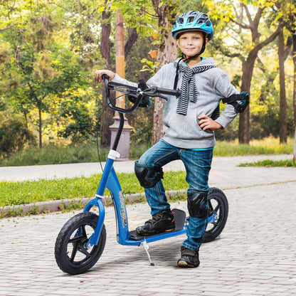 Homcom Trottinette pour Enfants Vélo de Rue pour Adolescents Jouet à Pousser avec Pneu de 12'' pour 5-12 Ans Bleu|Homcom Trottinette De Cascade réglable Pour Enfants Avec Pneu De 12 (bleu)