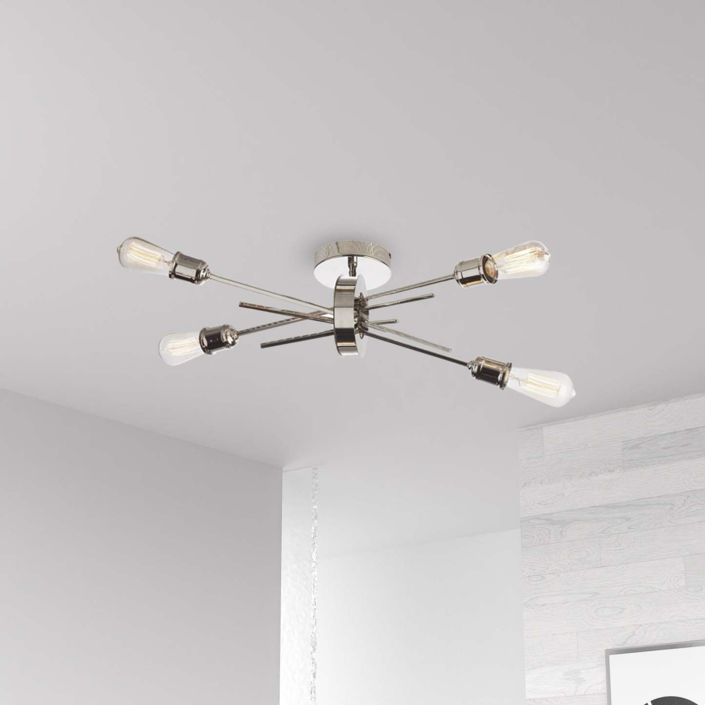 Dainolite Nebraska 4 Light Wall Sconce Burnished Chrome Finish Lamp|Applique murale Nebraska de Dainolite avec fini chromé poli et 4 ampoules