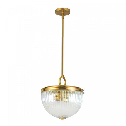Suspension Myla à 2 lumières, laiton vintage avec lampe en verre nervuré | Suspension A 2 lampes Myla, Laiton Retro Et Verre Nervure