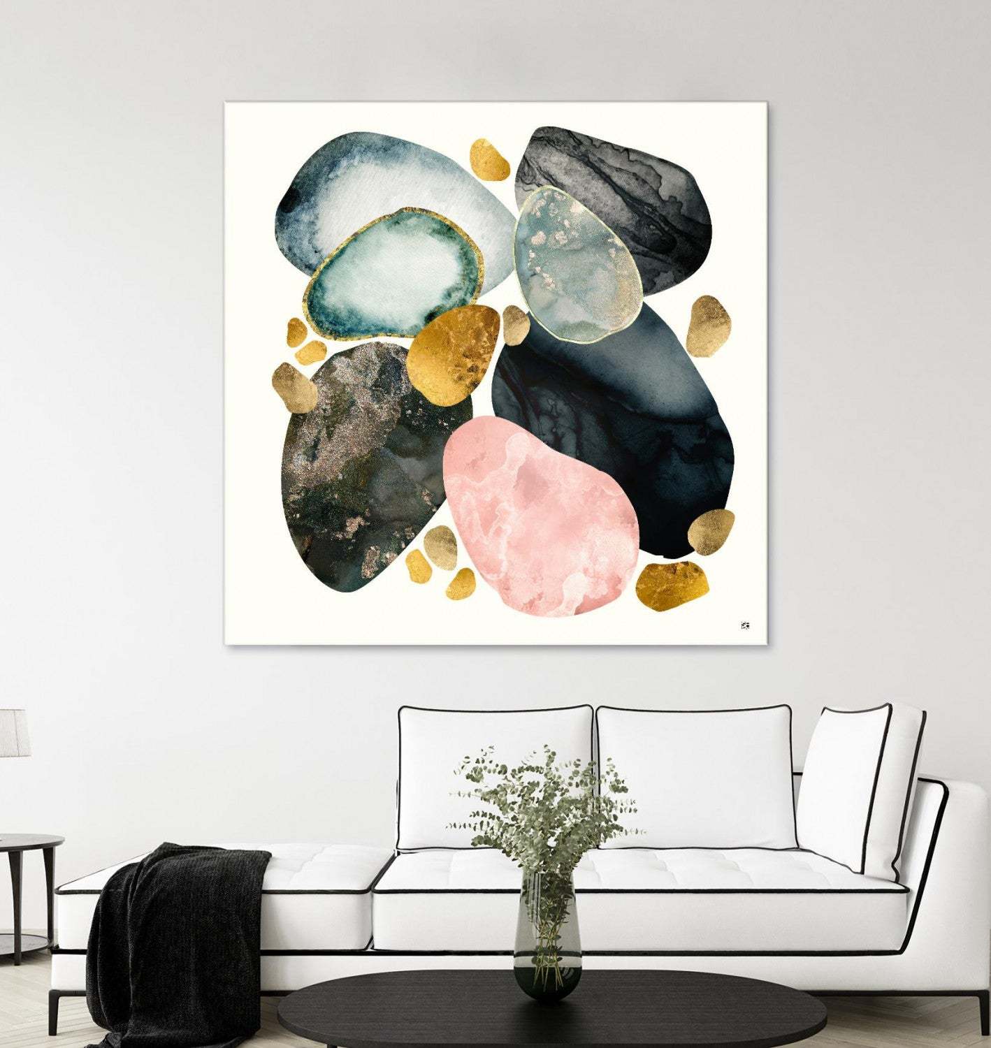 Œuvre d'art murale géante « Pebble Abstract » 54 x 54