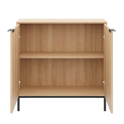 Armoire d'appoint console de rangement à 2 portes Nordika Slim - Chêne blond naturel | Armoire décorative de rangement mince Nordika à 2 portes - chêne blond naturel