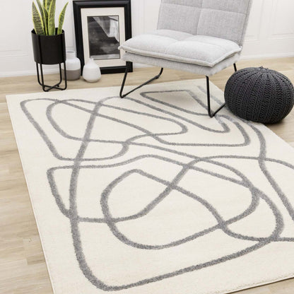 Tapis Sullivan Cream Grey Winding Path Area Rug - 5'3 x 7'7|Carpette Sullivan crème et grise à motif de chemin sinueux - 5 pi 3 po x 7 pi 7 po