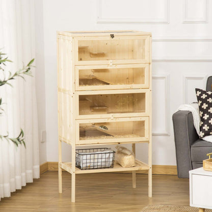 Pawhut Cage En Bois De Sapin Pour Hamster Souris Rats Petits Animaux Maison De Jeu Centre D'Activité, 47h