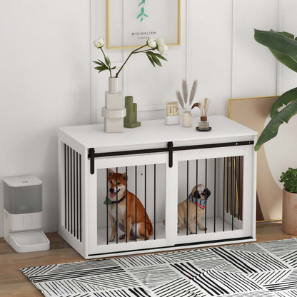 Pawhut Meuble De Cage Pour Chien, 46,5 Table D'appoint, Niche D'intérieur Pour Chiens De Très Grande Taille