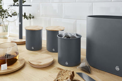 Salton Swan Nordic Grey Canisters - Set of 3|Boîtes grises Swan de style nordique - ensemble de 3
