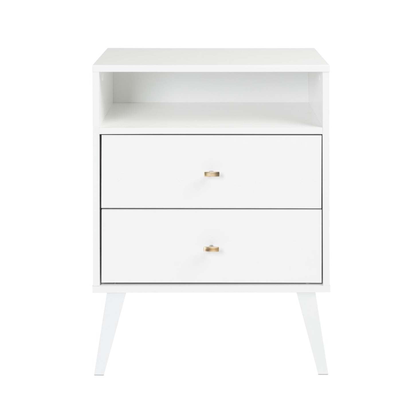 Milo 2-Drawer Tall Nightstand - Blanc|Table de nuit haute Milo à 2 tiroirs - blanche