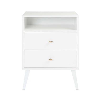 Milo 2-Drawer Tall Nightstand - Blanc|Table de nuit haute Milo à 2 tiroirs - blanche