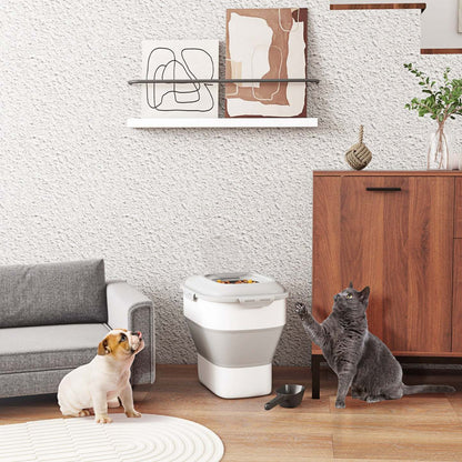 Pawhut Recipient De Stockage De Nourriture Pour Chien, Pliable De 11 À 55 Lb, Avec Couvercles Hermétiques