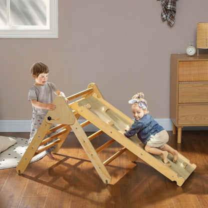 Qaba Ensemble Triangulaire, Jouets D'escalade Pour Tout-petits Avec Rampe, Jouets D'escalade 3 En 1