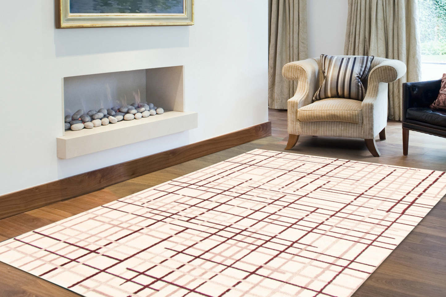 Taite Cream-Bordeaux Area Rug - 3'11 x 5'7|Carpette Taite crème-Bordeaux - 3 pi 11 po x 5 pi 7 po| D2AT0XCM