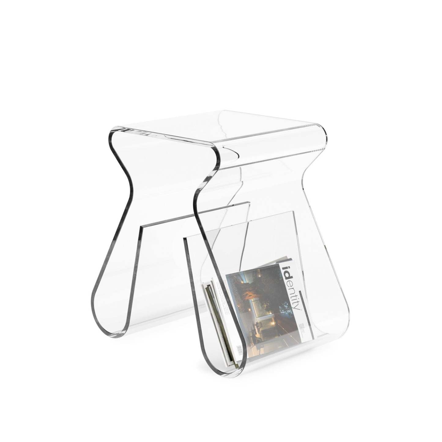 Umbra Modern Acrylique Magino Magazine Rack End Table|Table de bout moderne Magino de Umbra en acrylique avec support à magazines