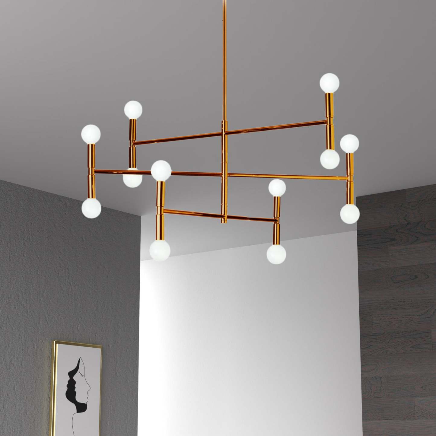 Dainolite Ava 12 Light Chandelier Medium Vintage Bronze Finish Lamp|Lustre moyen Ava de Dainolite avec fini bronze rétro et 12 ampoules