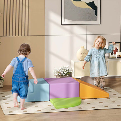 Qaba 4 Pièces Blocs de Grimpe en Mousse Douce, Jouets de Jeu Modulaire Intérieur pour Enfants, Léger et Interactif|Qaba Ensemble De Jeu En Mousse Pour Tout-petits, 4 Pièces, Ensemble Interactif Léger Pour Grimper, R