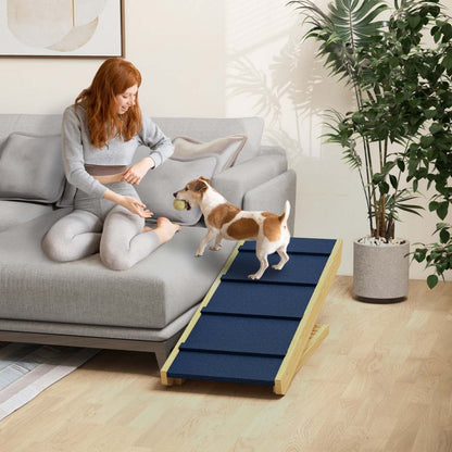 Pawhut Escalier Pour Chien, Rampe Réglable Pour Animaux, Escaliers Pliables Avec Tapis Antidérapant, Pour Petits À Grands D