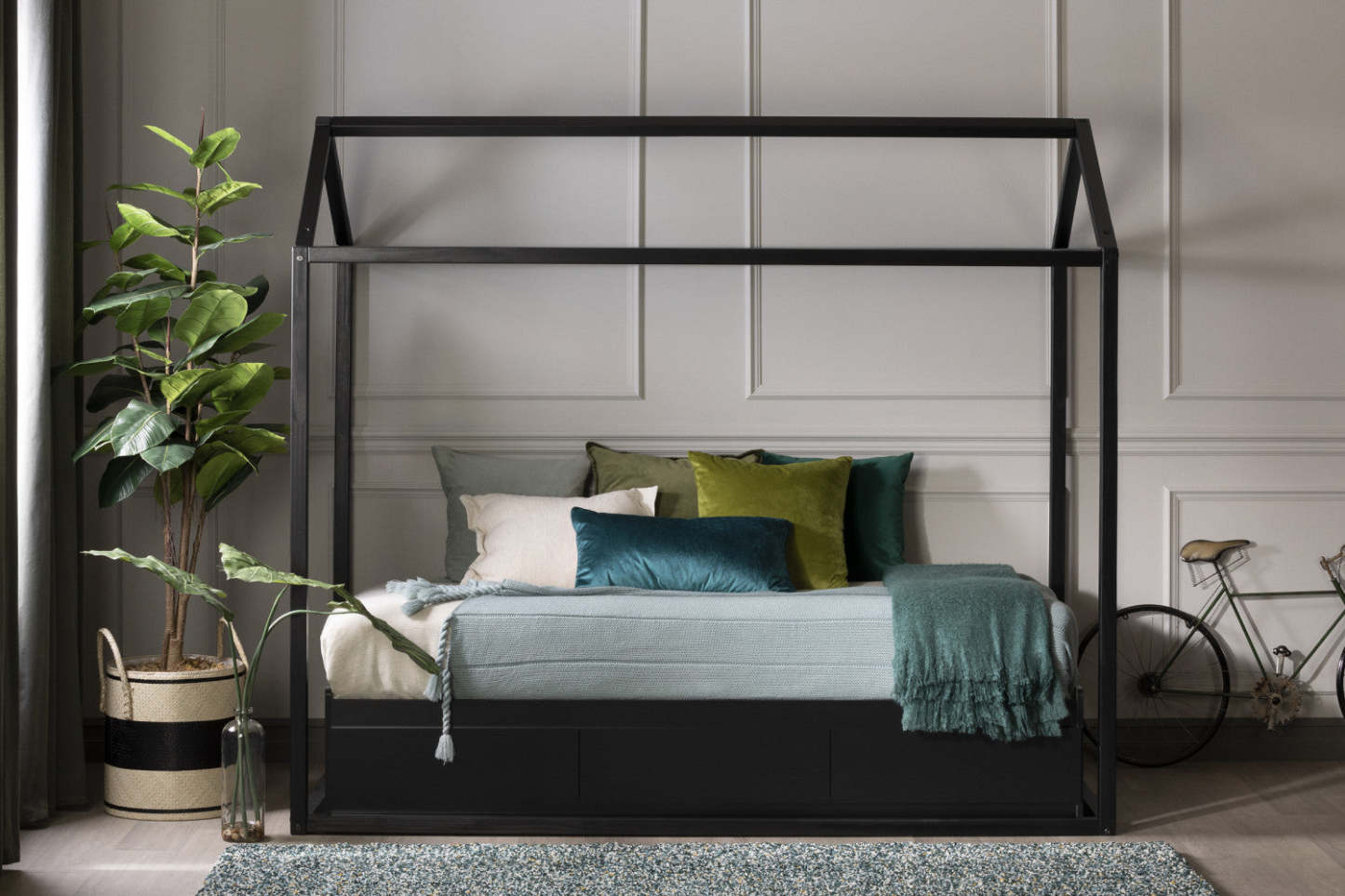 Lit maison simple Sweedi - Noir mat | Sweedi Maison de Lit Simple - Noir mat | D83GELJN