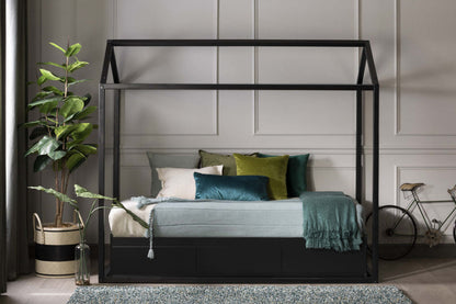 Lit maison simple Sweedi - Noir mat | Sweedi Maison de Lit Simple - Noir mat | D83GELJN
