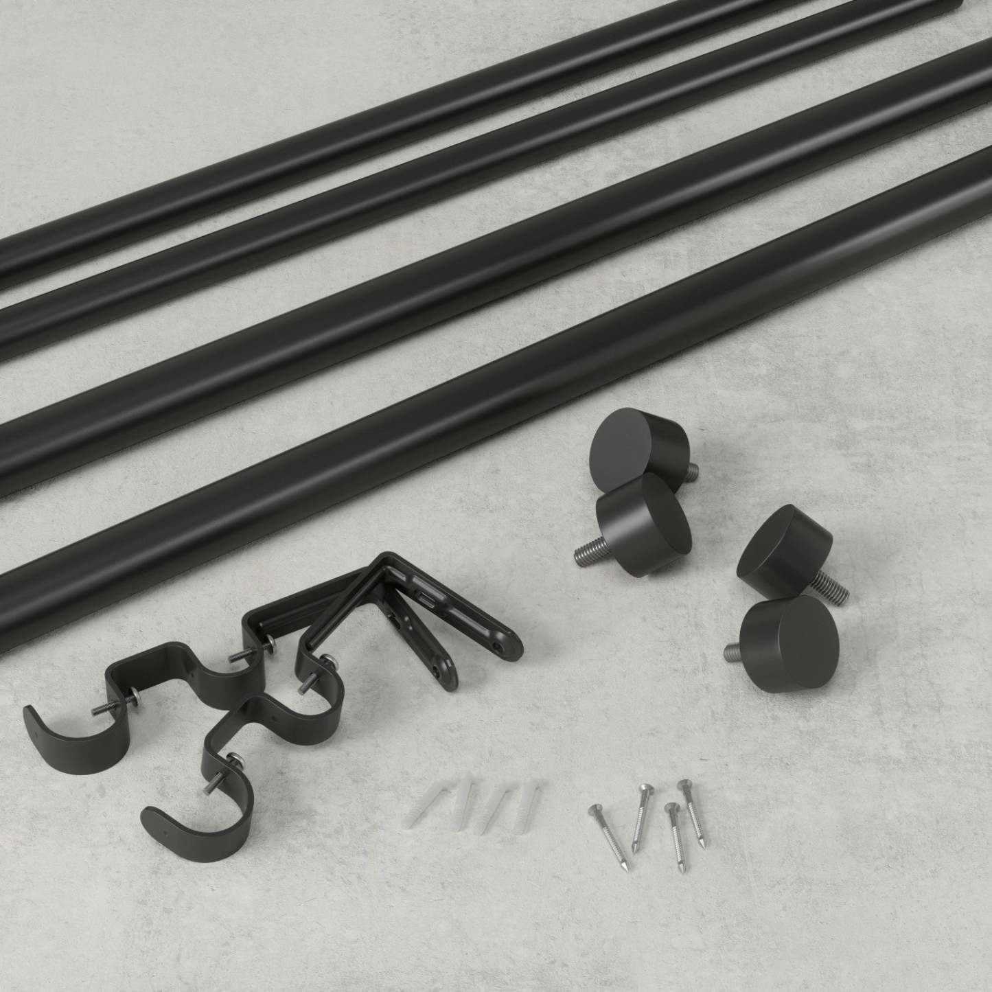 Umbra Tringle à rideau extensible double 1 Cappa noir brossé - 36-66 | Tringle à rideaux extensible double Cappa d'Umbra noir brossé de 1 po - 36 po à 66 po