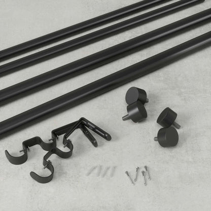 Umbra Tringle à rideau extensible double 1 Cappa noir brossé - 36-66 | Tringle à rideaux extensible double Cappa d'Umbra noir brossé de 1 po - 36 po à 66 po