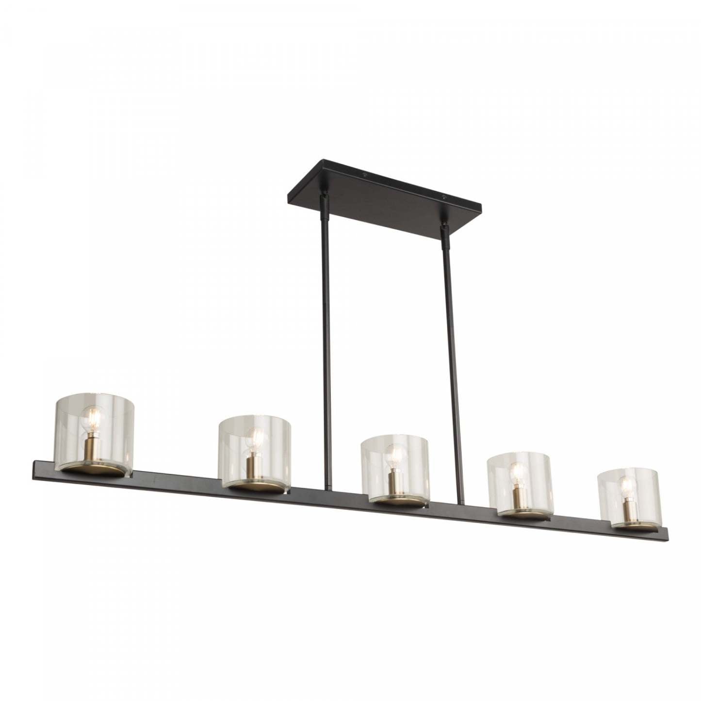 Salinas Black &amp; Brass 5-Light Island Light|Luminaire pour îlot Salinas noir et laiton à 5 ampoules