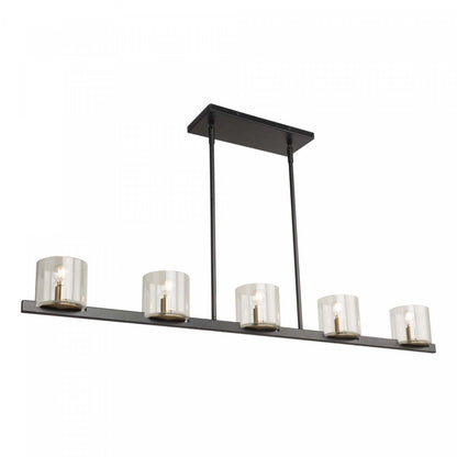 Salinas Black &amp; Brass 5-Light Island Light|Luminaire pour îlot Salinas noir et laiton à 5 ampoules