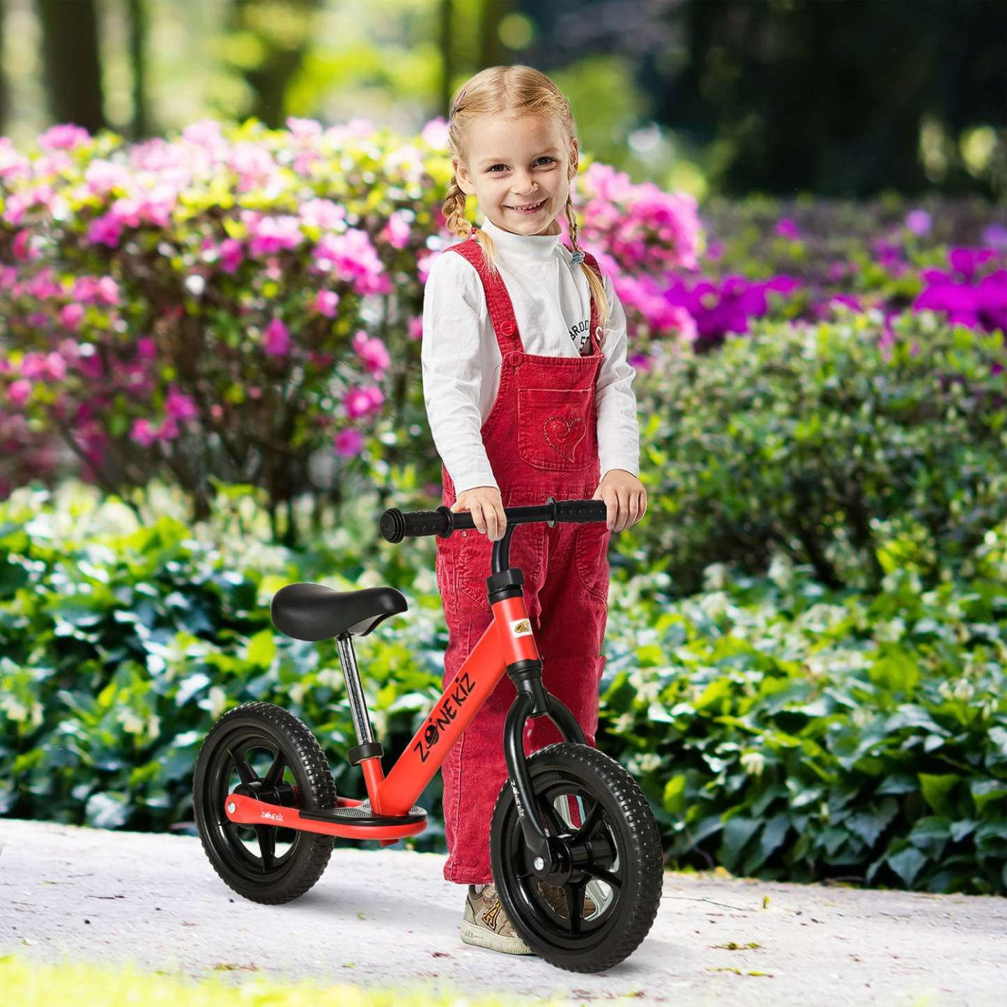 Qaba 12 Kids Balance Bike No Pedal Bicycle Adjustable Seat And Handlebar Training Toddler Bike 3 - |Qaba Draisienne Enfant 3-5 Ans Hauteur Selle Et Guidon Réglable Pneus 12 Eva Repose-pieds Antidérapant