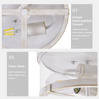 Plafonnier encastré à 2 lumières en verre transparent avec cadre en métal