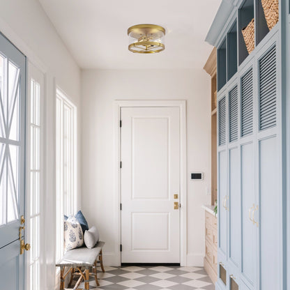 Plafonnier encastré à 2 lumières en verre transparent avec cadre en métal