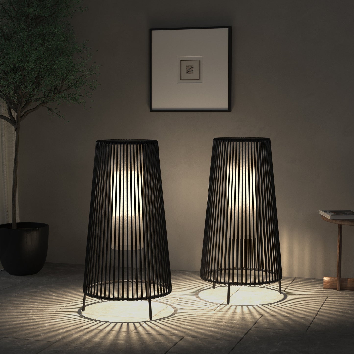 Lot de 2 lampadaires solaires d'extérieur