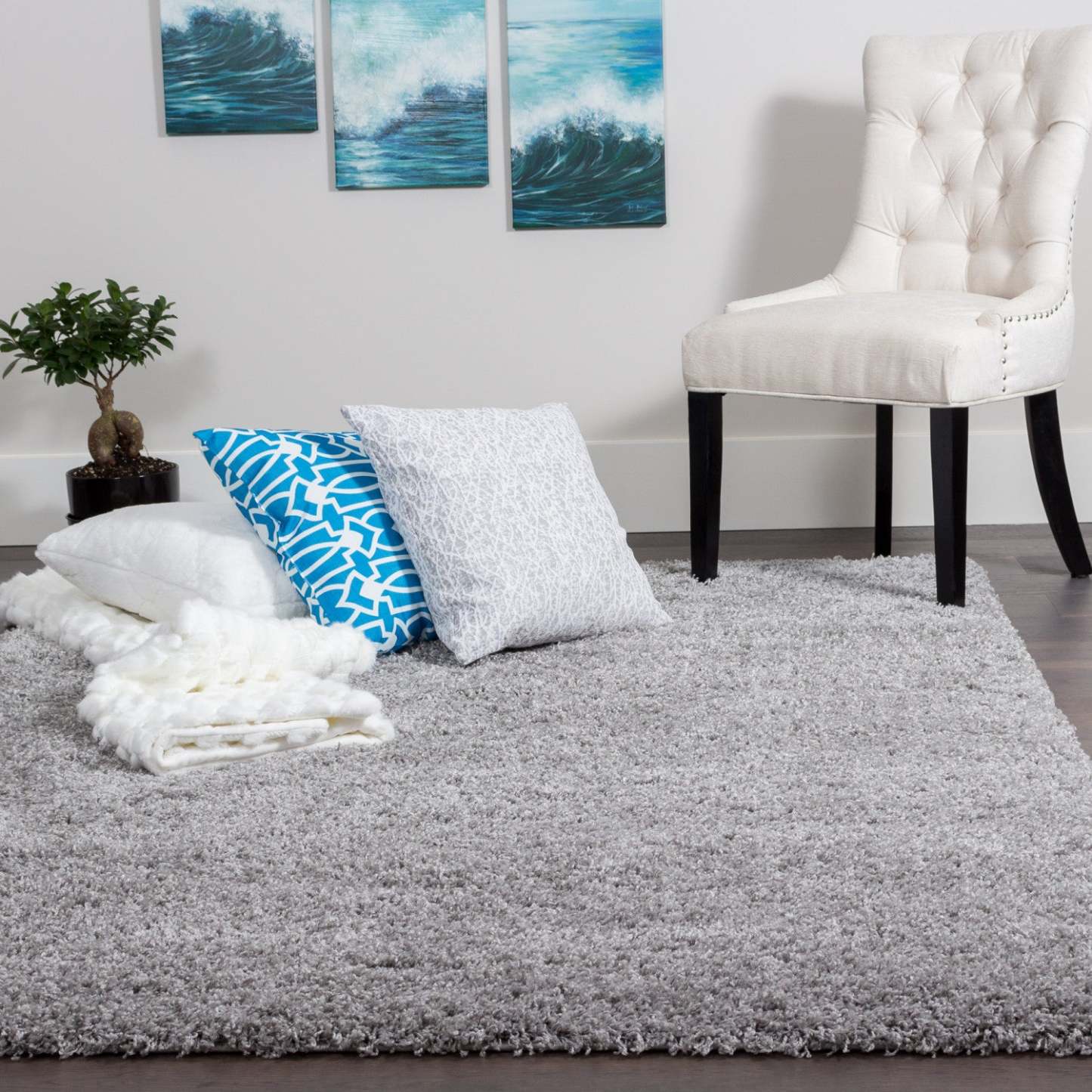 Victoria Light Grey Shag 3 x 5 Area Rug|Carpette à poils longs Victoria gris clair 3 x 5|D80GE4LG