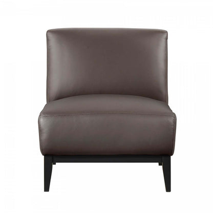 Chaise d'appoint Murdock en cuir marron foncé | Fauteuil D'appoint Murdock En Cuir Marron